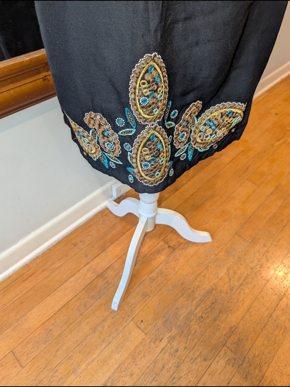 Monsoon Black Midi Dress with Gold and Turquoise Embellishment - Picture 9 of 11